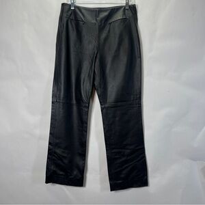 Shape FX Black Leather Straight Leg Pants Control top fit Women's Size 10